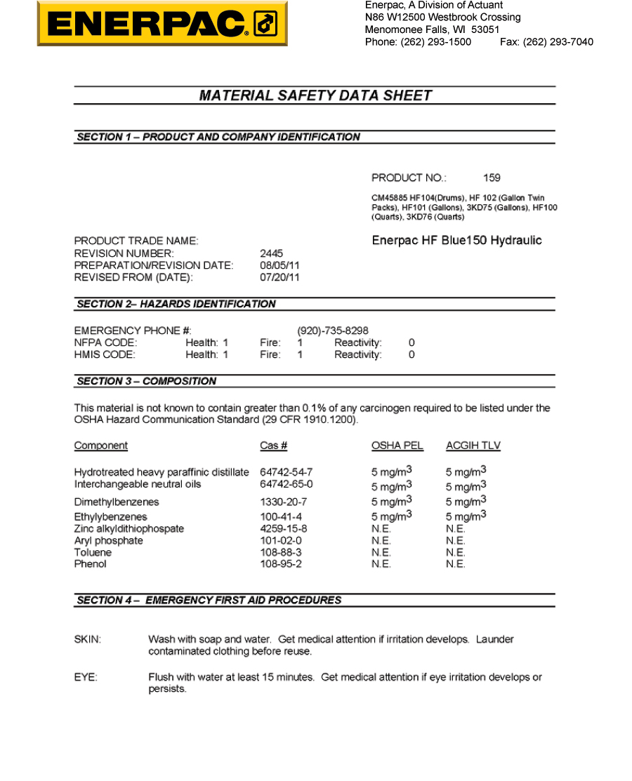 HF101 Hydraulic Fluid